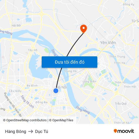 Hàng Bông to Dục Tú map