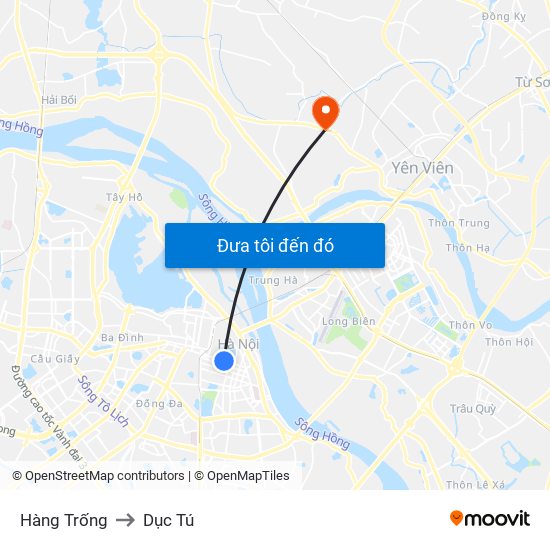 Hàng Trống to Dục Tú map