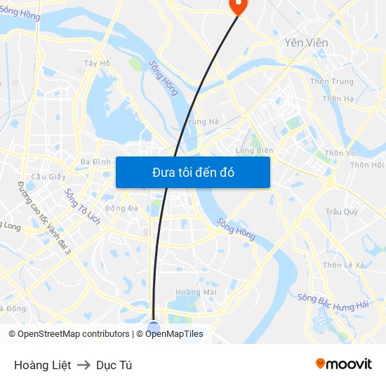Hoàng Liệt to Dục Tú map