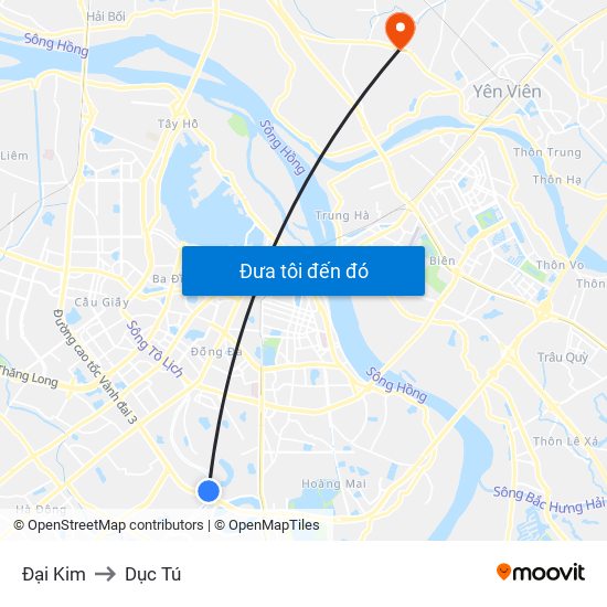 Đại Kim to Dục Tú map