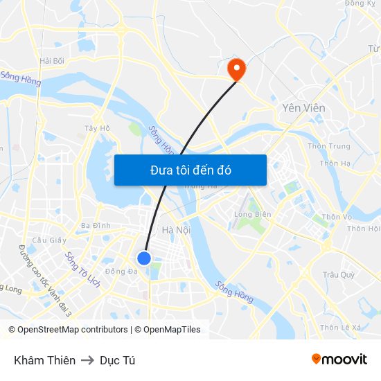 Khâm Thiên to Dục Tú map