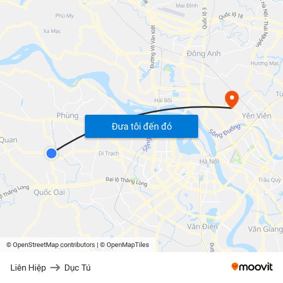 Liên Hiệp to Dục Tú map