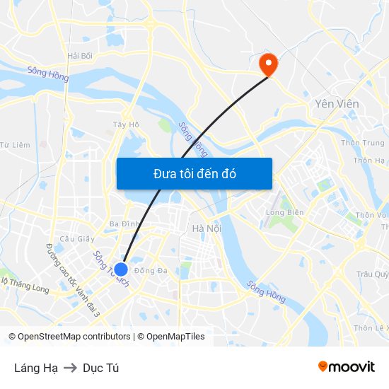 Láng Hạ to Dục Tú map