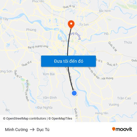 Minh Cường to Dục Tú map