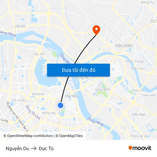 Nguyễn Du to Dục Tú map
