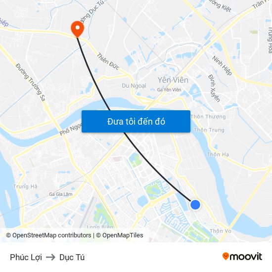 Phúc Lợi to Dục Tú map