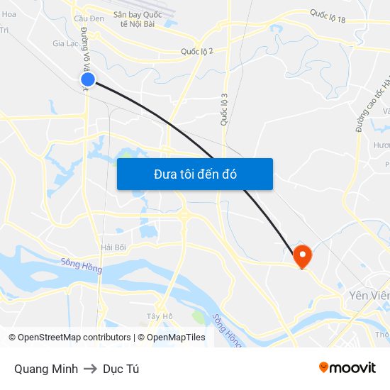 Quang Minh to Dục Tú map