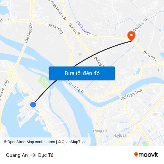 Quảng An to Dục Tú map