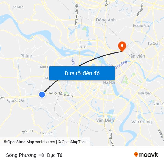 Song Phương to Dục Tú map