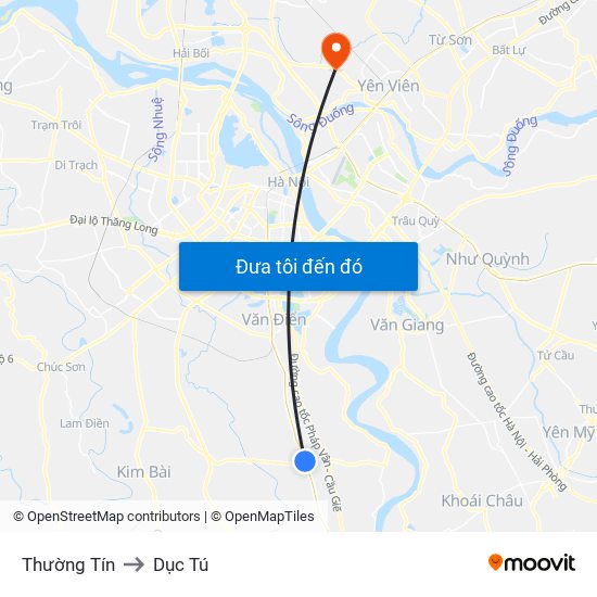 Thường Tín to Dục Tú map