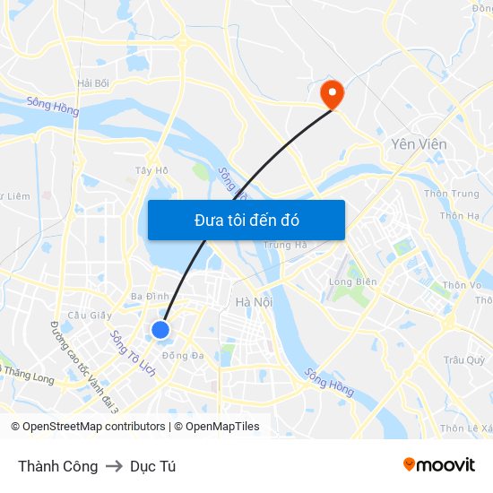 Thành Công to Dục Tú map