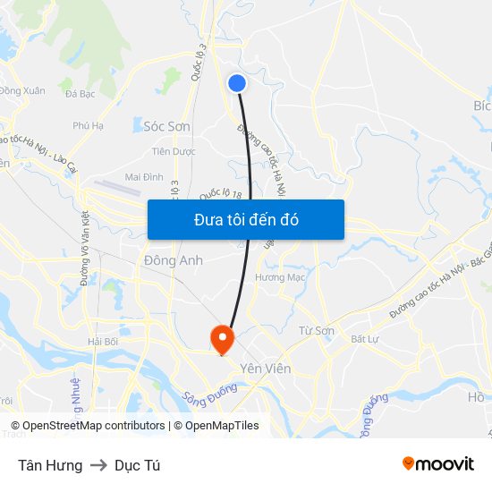 Tân Hưng to Dục Tú map