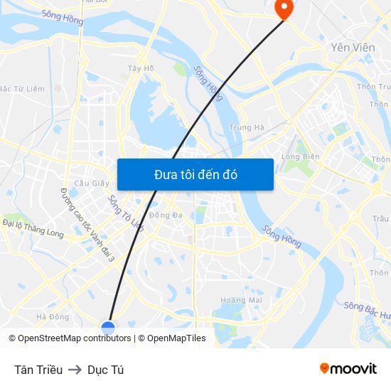 Tân Triều to Dục Tú map