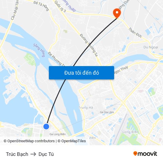 Trúc Bạch to Dục Tú map