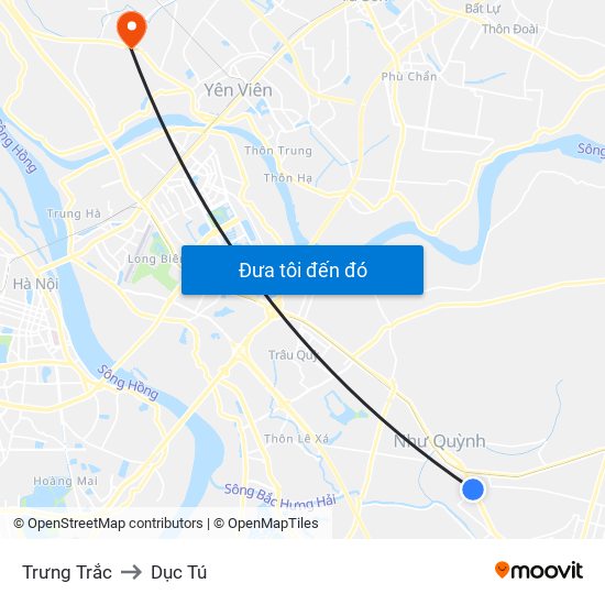 Trưng Trắc to Dục Tú map