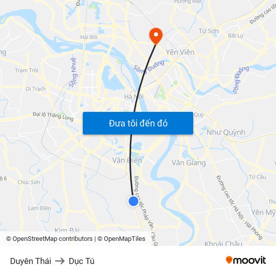 Duyên Thái to Dục Tú map