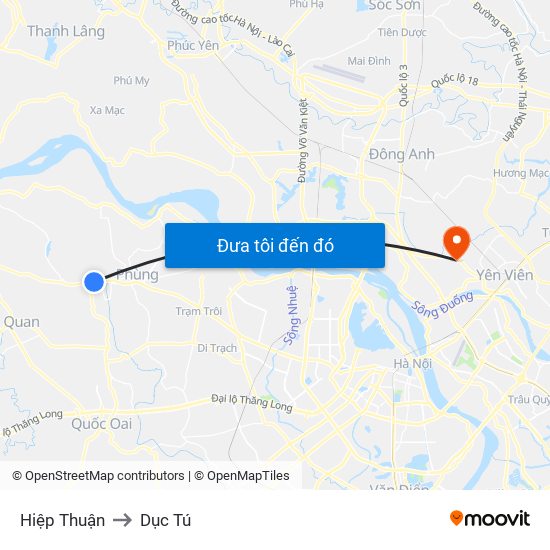 Hiệp Thuận to Dục Tú map