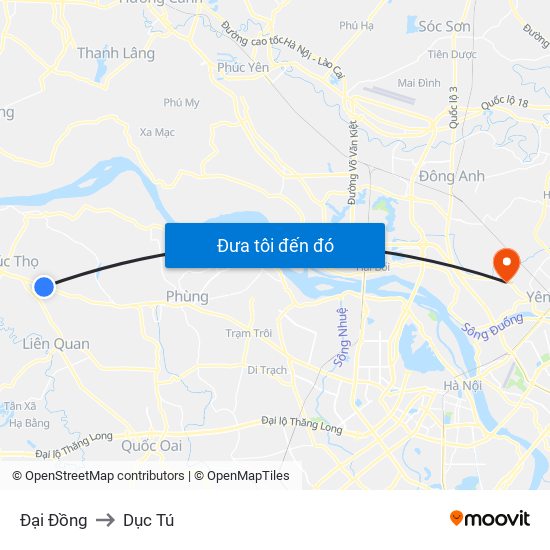 Đại Đồng to Dục Tú map