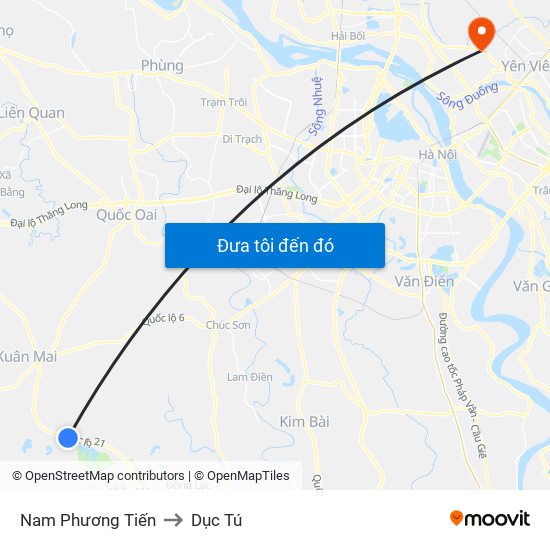 Nam Phương Tiến to Dục Tú map