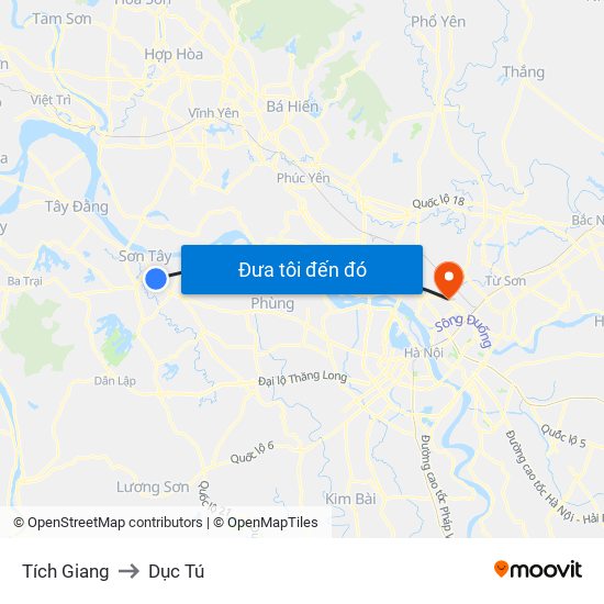 Tích Giang to Dục Tú map