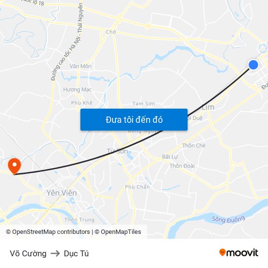 Võ Cường to Dục Tú map