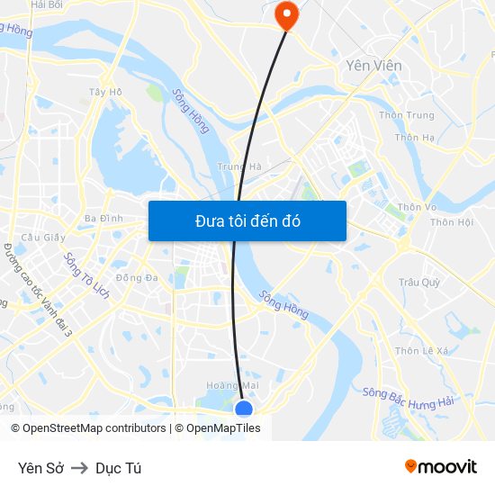 Yên Sở to Dục Tú map