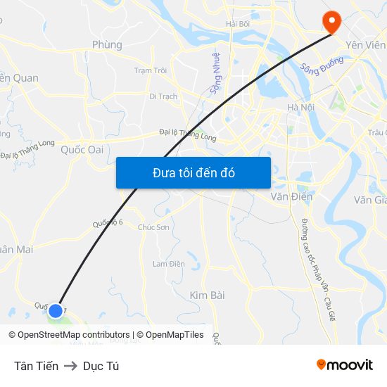 Tân Tiến to Dục Tú map