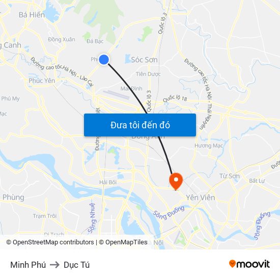 Minh Phú to Dục Tú map