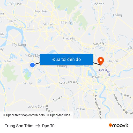 Trung Sơn Trầm to Dục Tú map