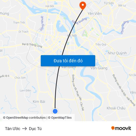 Tân Ước to Dục Tú map