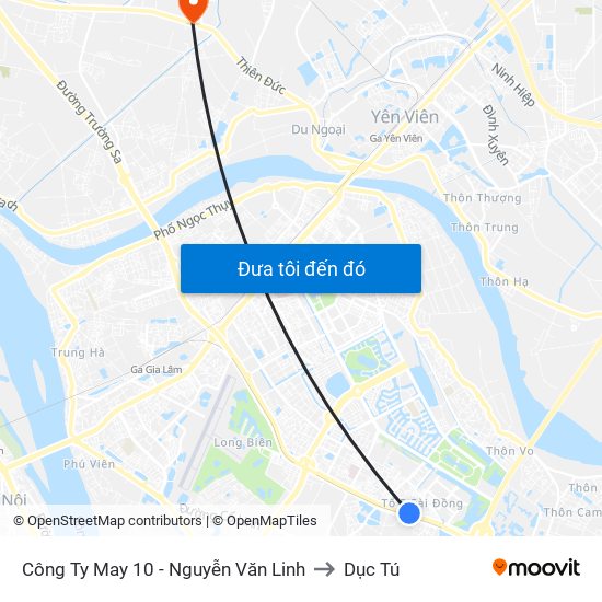 Công Ty May 10 - Nguyễn Văn Linh to Dục Tú map