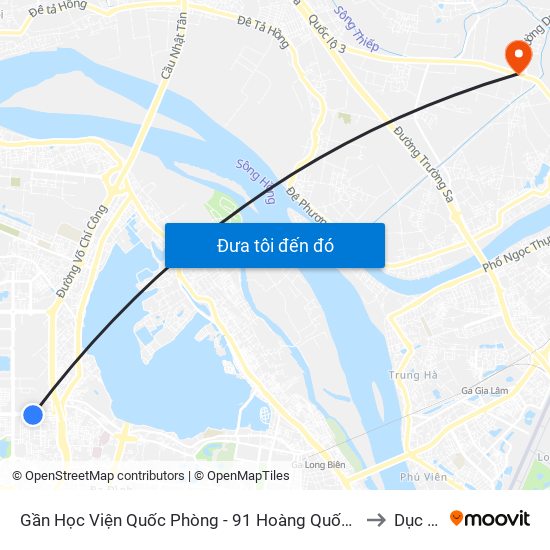 Gần Học Viện Quốc Phòng - 91 Hoàng Quốc Việt to Dục Tú map