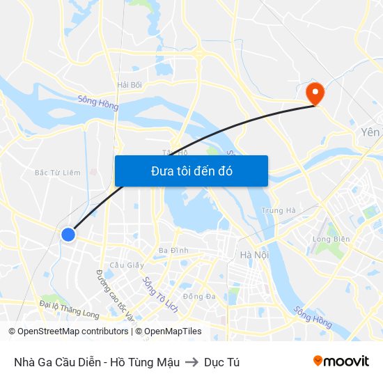 Nhà Ga Cầu Diễn - Hồ Tùng Mậu to Dục Tú map