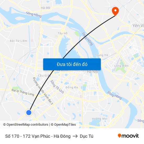 Số 170 - 172 Vạn Phúc - Hà Đông to Dục Tú map