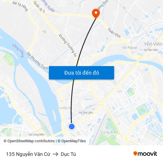 135 Nguyễn Văn Cừ to Dục Tú map