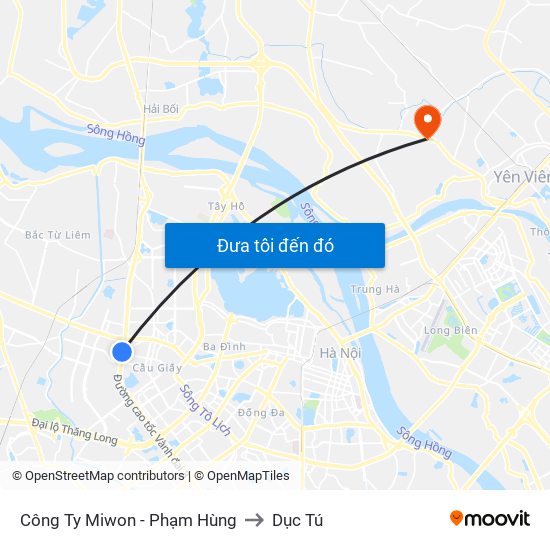 Công Ty Miwon - Phạm Hùng to Dục Tú map