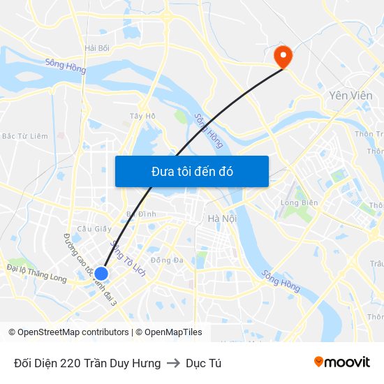 Đối Diện 220 Trần Duy Hưng to Dục Tú map