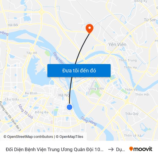 Đối Diện Bệnh Viện Trung Ương Quân Đội 108 - Trần Hưng Đạo to Dục Tú map