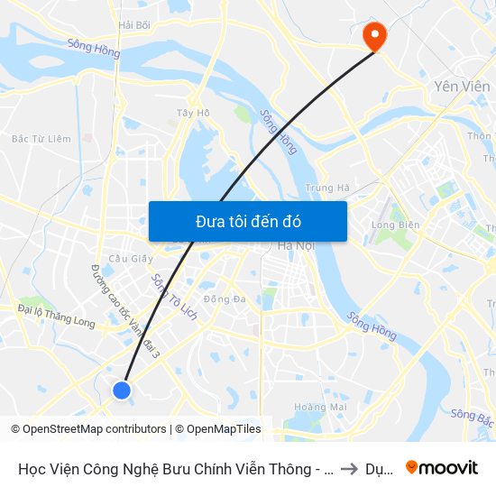 Học Viện Công Nghệ Bưu Chính Viễn Thông - Trần Phú (Hà Đông) to Dục Tú map