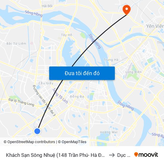 Khách Sạn Sông Nhuệ (148 Trần Phú- Hà Đông) to Dục Tú map