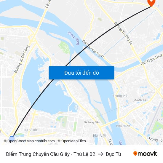 Điểm Trung Chuyển Cầu Giấy - Thủ Lệ 02 to Dục Tú map