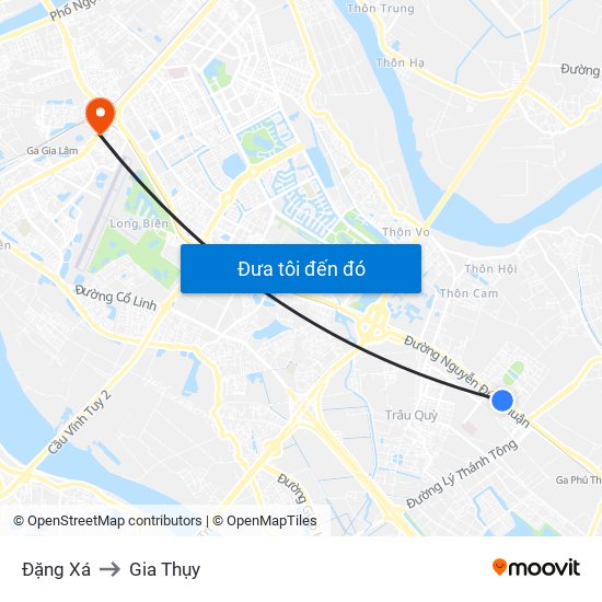 Đặng Xá to Gia Thụy map