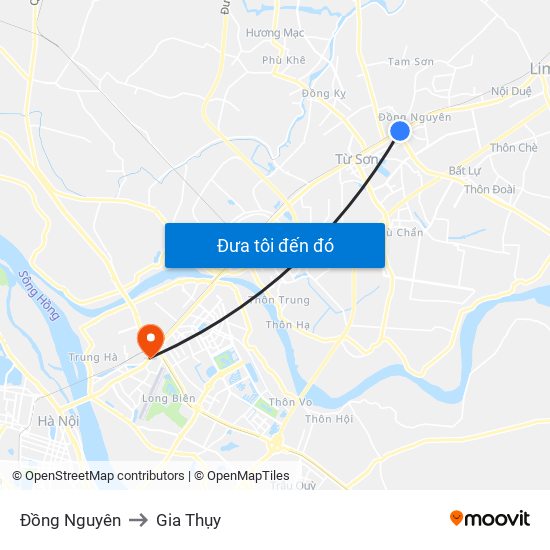 Đồng Nguyên to Gia Thụy map