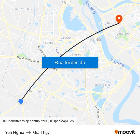 Yên Nghĩa to Gia Thụy map