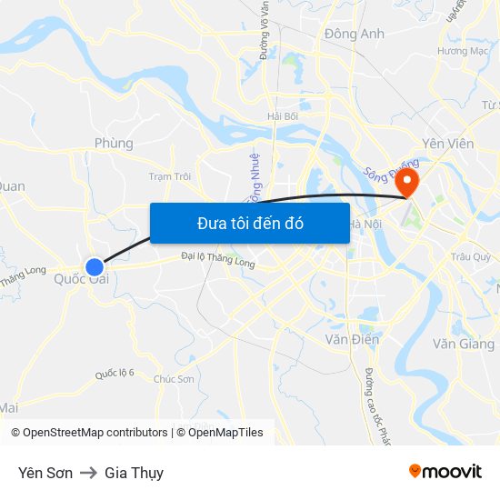 Yên Sơn to Gia Thụy map