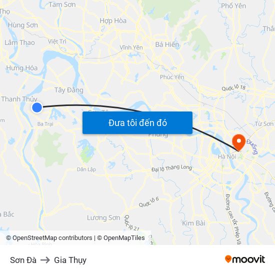 Sơn Đà to Gia Thụy map