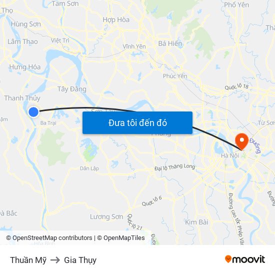 Thuần Mỹ to Gia Thụy map