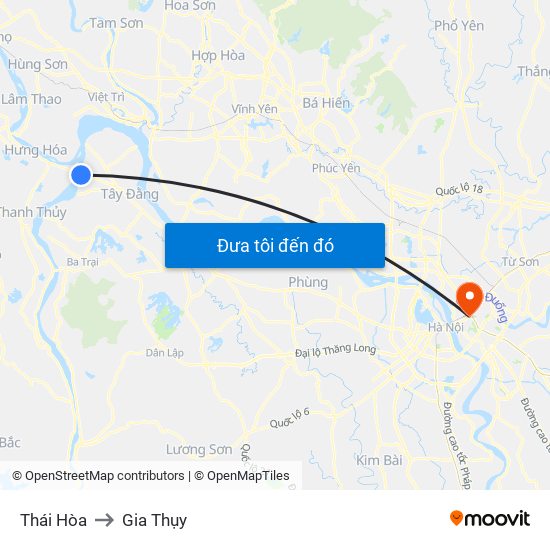Thái Hòa to Gia Thụy map