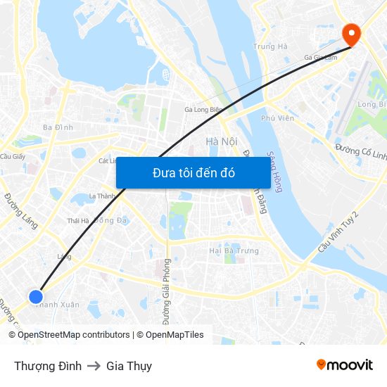 Thượng Đình to Gia Thụy map