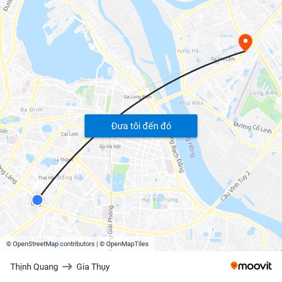 Thịnh Quang to Gia Thụy map